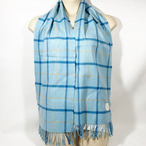Vintage COACH Blue Wool Plaid Scarf